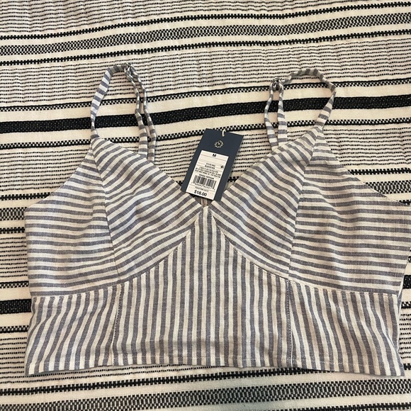 Striped Grayish/ blue denim colored Women's Crop Top - Picture 1 of 5